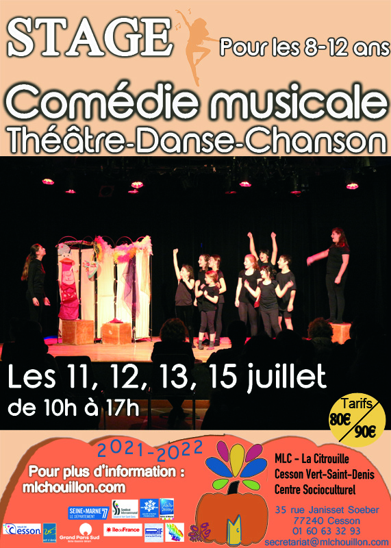 Stage Comédie musicale des 11, 12, 13 et 15 juillet de 10h à 17h à la Citrouille : les inscriptions sont ouvertes