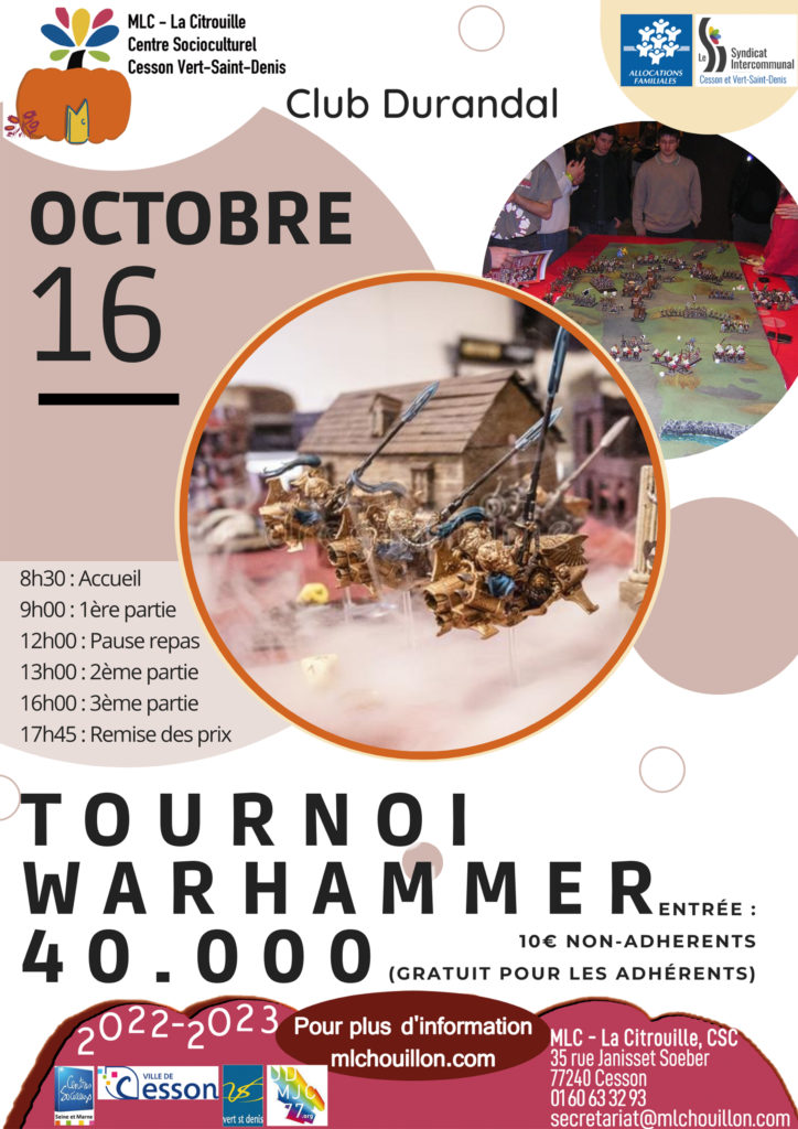Participez au tournoi du club Durandal de la MLC - la Citrouille, centre socioculturel, dimanche 16 octobre 2022 de 8h30 à 18h.