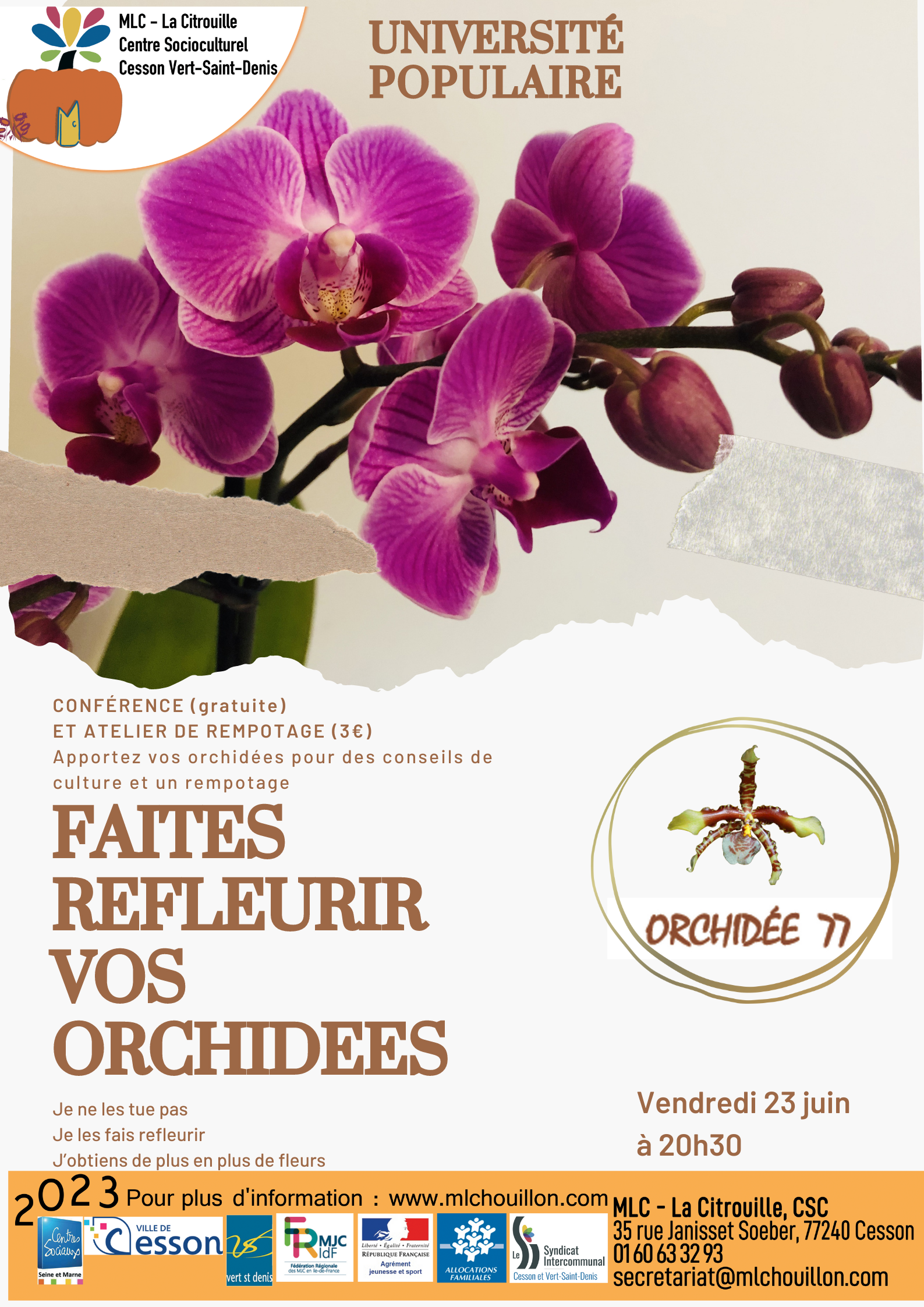FAITES REFLEURIR VOS ORCHIDEES, conférence et atelier