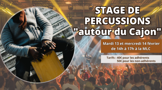 Stage de percussions les 13 et 14 février 2024 à Cesson Vert-Saint-Denis