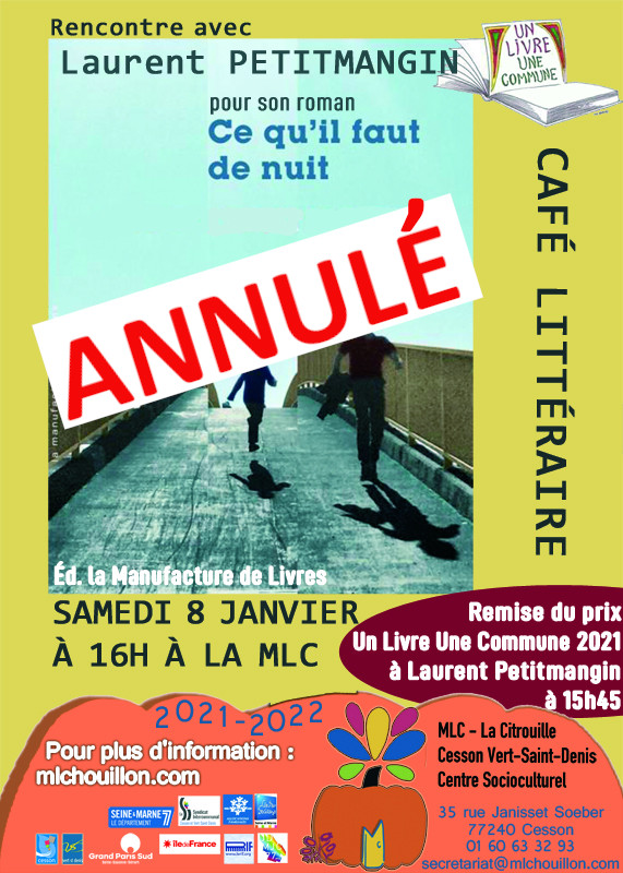 Café littéraire du 8 janvier 2022 = annulé !