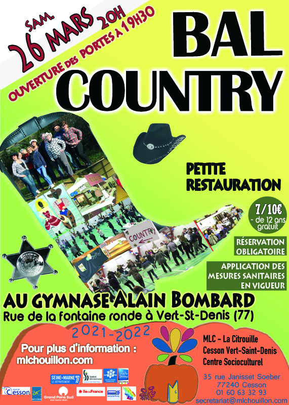 Bal country 2022 samedi 26 mars à 20h à Vert-Saint-Denis !