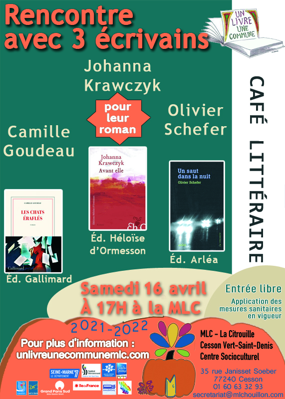 Café littéraire samedi 16 avril 2022 à la MLC de Cesson Vert-Saint-Denis