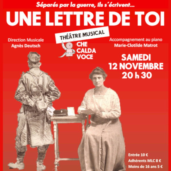 "Une lettre de toi", spectacle musical par la compagnie Che Calda Voce le 12 novembre 2022 à 20h30 à la MLC la Citrouille