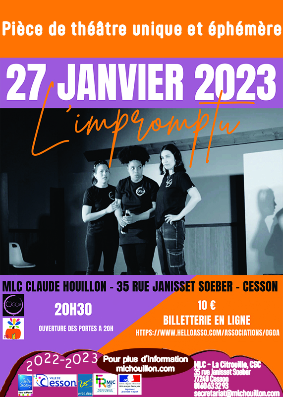 Théâtre : "L'impromptu" - vendredi 27 janvier 2023 à 20h30 à la MLC - la Citrouille, centre socioculturel