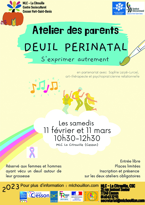 Atelier des parents « Deuil périnatal : accueil, expression et soutien » les 11 février et 11 mars de 10h30 à 12h30 à la MLC